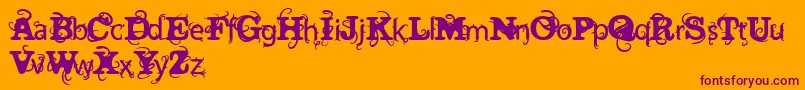 VtksWineLabelTwo-fontti – violetit fontit oranssilla taustalla