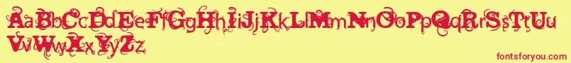 フォントVtksWineLabelTwo – 赤い文字の黄色い背景