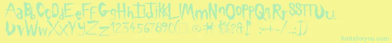 sickness-Schriftart – Grüne Schriften auf gelbem Hintergrund