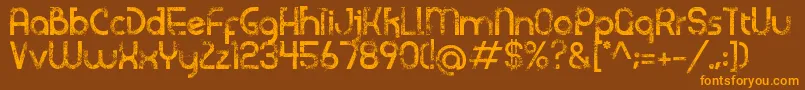 Sicupak-Schriftart – Orangefarbene Schriften auf braunem Hintergrund