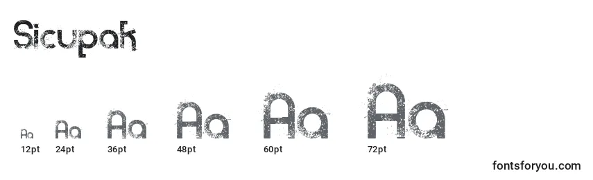 Размеры шрифта Sicupak