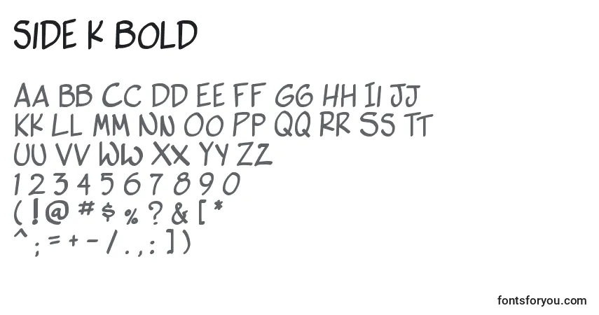 Czcionka Side k bold – alfabet, cyfry, specjalne znaki