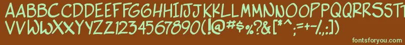 フォントside k bold – 緑色の文字が茶色の背景にあります。