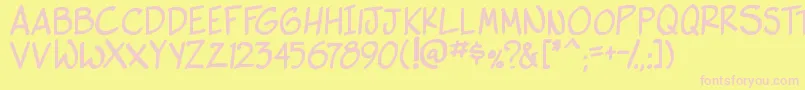 side k bold-fontti – vaaleanpunaiset fontit keltaisella taustalla