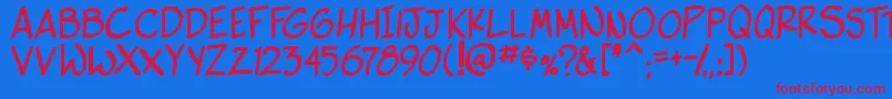 side k bold-Schriftart – Rote Schriften auf blauem Hintergrund