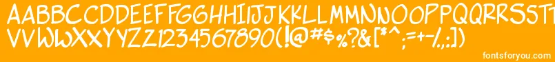 side k bold-Schriftart – Weiße Schriften auf orangefarbenem Hintergrund