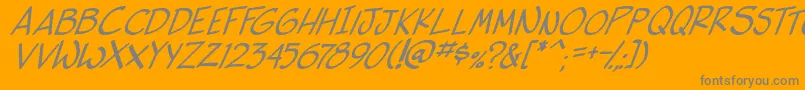 side k ita-Schriftart – Graue Schriften auf orangefarbenem Hintergrund