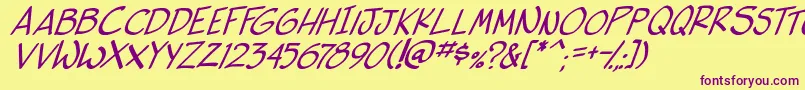 side k ita Font – Purple Fonts on Yellow Background