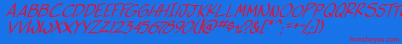 side k ita Font – Red Fonts on Blue Background