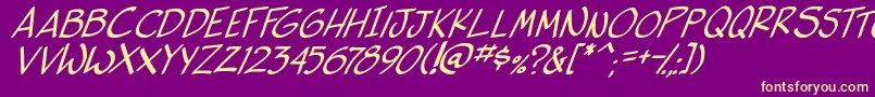 side k ita Font – Yellow Fonts on Purple Background