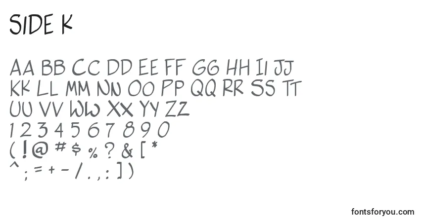 Czcionka Side k – alfabet, cyfry, specjalne znaki