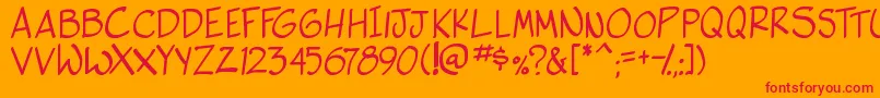 side k-Schriftart – Rote Schriften auf orangefarbenem Hintergrund