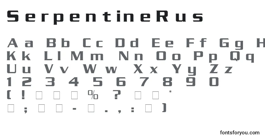 A fonte SerpentineRus – alfabeto, números, caracteres especiais