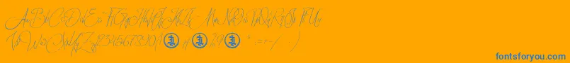 Sidoraby Personal Use Only-Schriftart – Blaue Schriften auf orangefarbenem Hintergrund