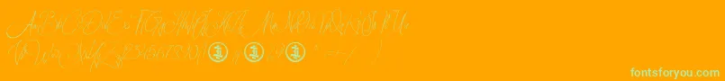 Sidoraby Personal Use Only-Schriftart – Grüne Schriften auf orangefarbenem Hintergrund