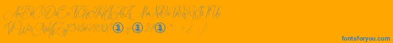 Sidoraby Personal Use Only-Schriftart – Blaue Schriften auf orangefarbenem Hintergrund