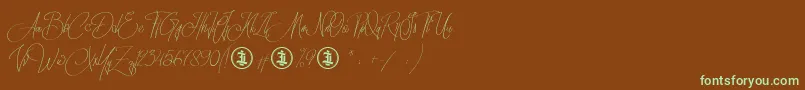 フォントSidoraby Personal Use Only – 緑色の文字が茶色の背景にあります。