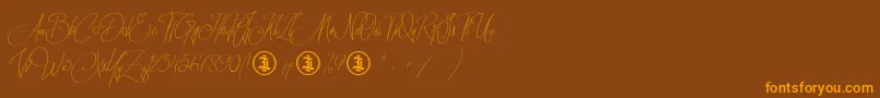 Sidoraby Personal Use Only-Schriftart – Orangefarbene Schriften auf braunem Hintergrund