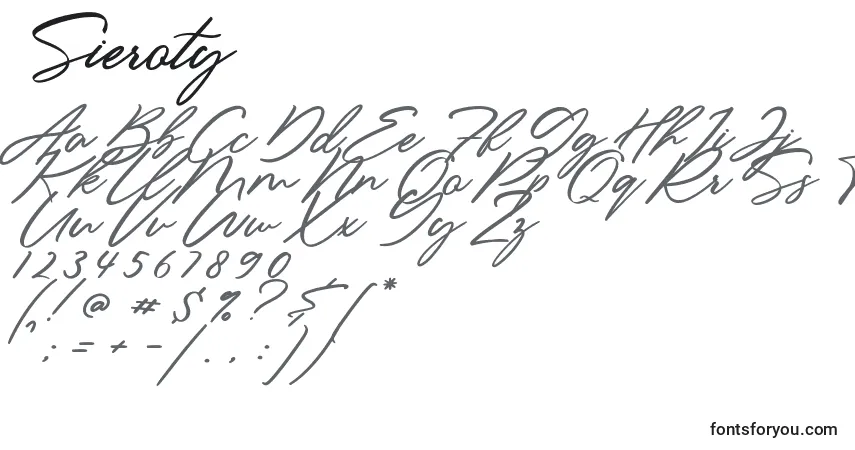 Schriftart Sieroty (140856) – Alphabet, Zahlen, spezielle Symbole
