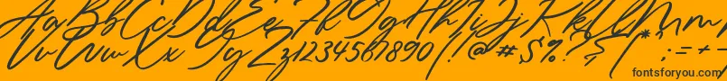 Sieroty-Schriftart – Schwarze Schriften auf orangefarbenem Hintergrund