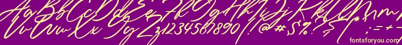 Sieroty-Schriftart – Gelbe Schriften auf violettem Hintergrund