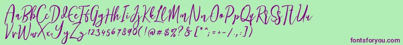 Siesta Font – Purple Fonts on Green Background