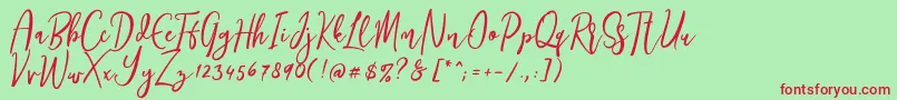 Siesta Font – Red Fonts on Green Background