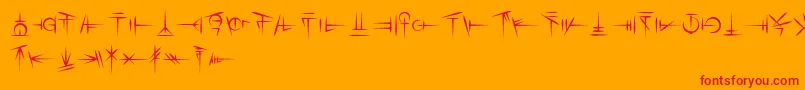 Czcionka Sigali Script – czerwone czcionki na pomarańczowym tle