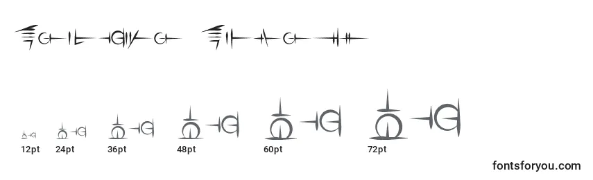 Größen der Schriftart Sigali Script