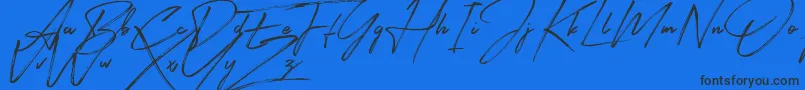 Signatour-Schriftart – Schwarze Schriften auf blauem Hintergrund