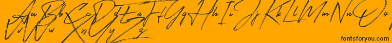 Signatour-Schriftart – Schwarze Schriften auf orangefarbenem Hintergrund