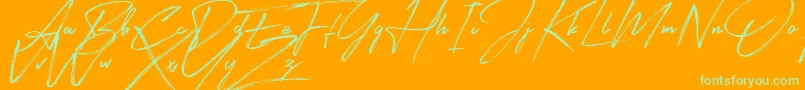 Signatour Font – Green Fonts on Orange Background