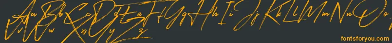 Signatour-Schriftart – Orangefarbene Schriften auf schwarzem Hintergrund