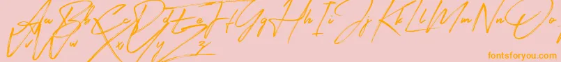 Signatour-Schriftart – Orangefarbene Schriften auf rosa Hintergrund