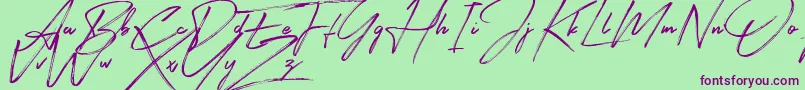 Signatour Font – Purple Fonts on Green Background