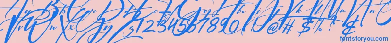 Signatrue-Schriftart – Blaue Schriften auf rosa Hintergrund