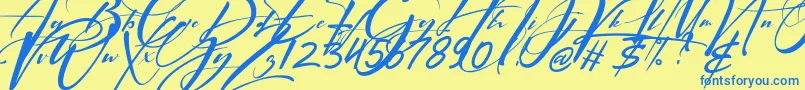 Signatrue Font – Blue Fonts on Yellow Background