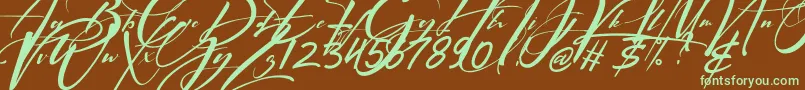 Signatrue Font – Green Fonts on Brown Background