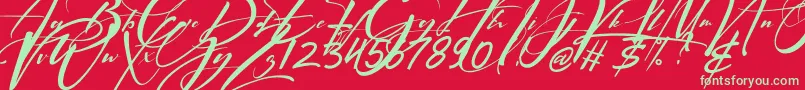 Signatrue Font – Green Fonts on Red Background