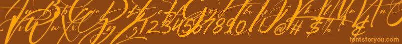 Signatrue-Schriftart – Orangefarbene Schriften auf braunem Hintergrund