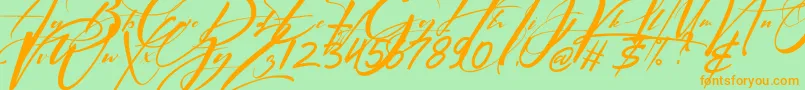 Signatrue-Schriftart – Orangefarbene Schriften auf grünem Hintergrund