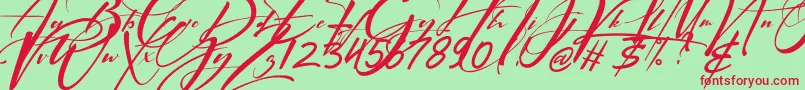 Signatrue Font – Red Fonts on Green Background