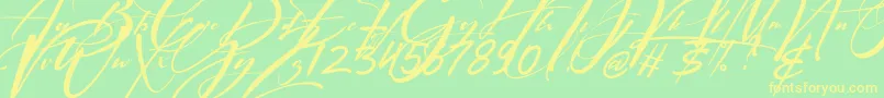 Signatrue Font – Yellow Fonts on Green Background