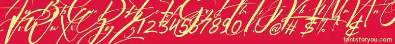 Signatrue Font – Yellow Fonts on Red Background