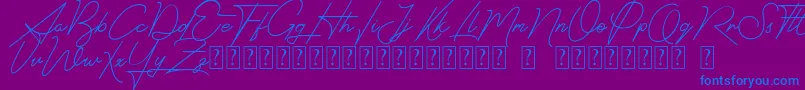 Signatrust-Schriftart – Blaue Schriften auf violettem Hintergrund