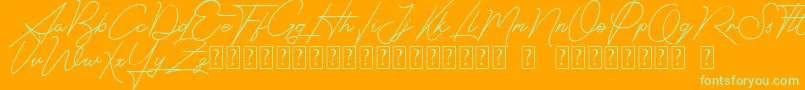 Signatrust Font – Green Fonts on Orange Background