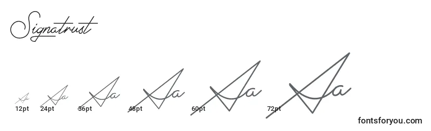 Größen der Schriftart Signatrust