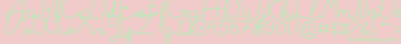 Signattured Font – Green Fonts on Pink Background
