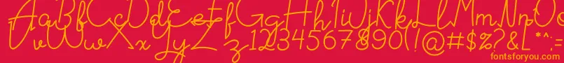 Signattured Font – Orange Fonts on Red Background