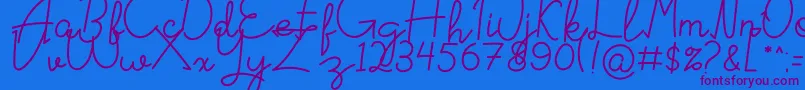 Signattured Font – Purple Fonts on Blue Background